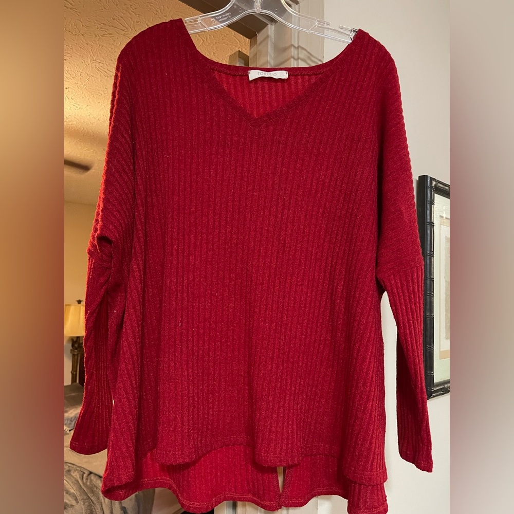 Red ribbed sweater by Rokoko